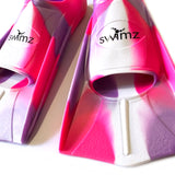 Swimz Short Blade Silicone Training Fins - Pink / White / Purple