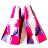 Swimz Short Blade Silicone Training Fins - Pink / White / Purple