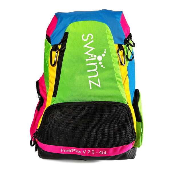 Swimz Freestyle Backpack V2.0 45L Sports / Swim Backpack - Large 45L Capacity Swim Bag - Multi Brights