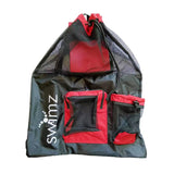 Swimz Elite Club Mesh Backpack - Black/Red/White, Large Swimming mesh Bag