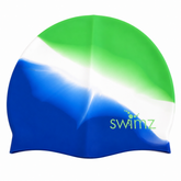 Multi Colour Swim Cap - Blue/ White/ Lime
