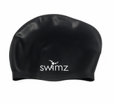 Swimz Long Hair Silicone swim cap - 100% soft Silicone (Black)