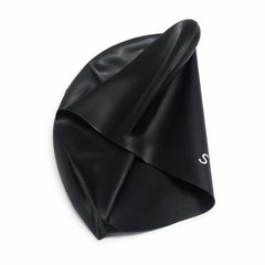 Swimz Long Hair Silicone swim cap - 100% soft Silicone (Black)