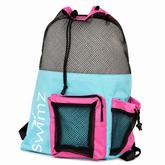 Swimz Elite Club Mesh Backpack - Blue/Pink, Large Swimming mesh Bag