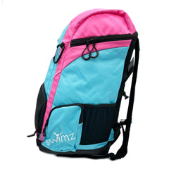 Swimz Freestyle Backpack V2.0 45L Sports / Swim Backpack - Large 45L Capacity Swim Bag (Blue / Pink)