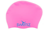 Swimz Long Hair Silicone swim cap - 100% soft Silicone Swim Cap for long Hair (Pink)