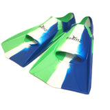 Swimz Short Blade Silicone Training Fins - Blue / White / Green