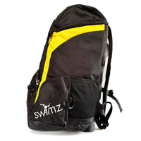 Swimz Freestyle Backpack V2.0 45L Sports / Swim Backpack - Large 45L Capacity Swim Bag - Black / Yellow