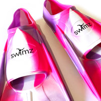 Swimz Short Blade Silicone Training Fins - Pink / White / Purple