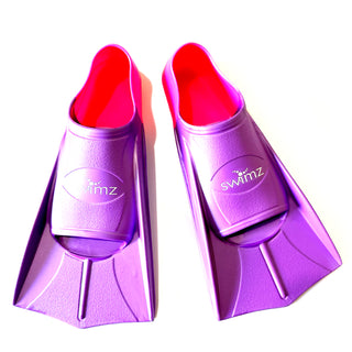 Swimz Short Blade Silicone Swimming Training Fins - Purple / Pink