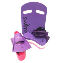 FULL Junior Swim Kit Bundle - Purple/White/Purple + Fins