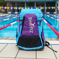 Swimz Freestyle Backpack V2.0 45L Sports / Swim Backpack - Large 45L Capacity Swim Bag (Blue / Purple)