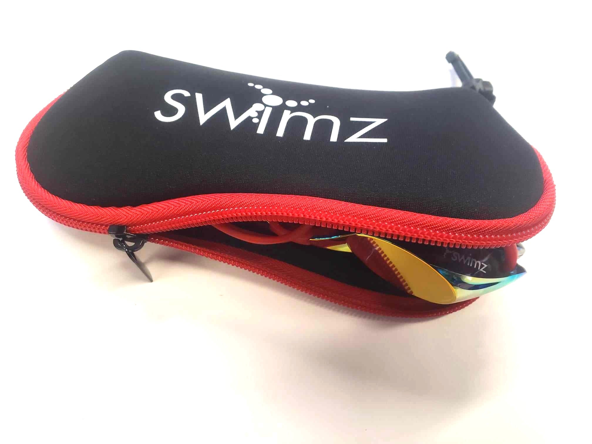 Swimz Soft Neoprene Goggle Pouch - Black / Red / White