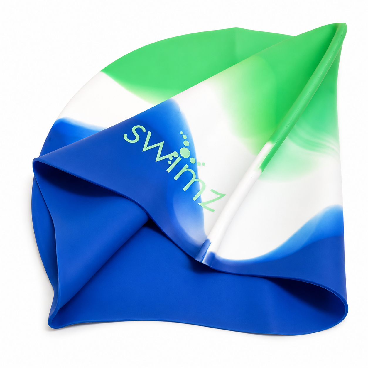 Multi Colour Swim Cap - Blue/ White/ Lime