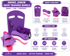 FULL Junior Swim Kit Bundle - Purple/White/Purple + Fins