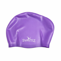 Swimz Long Hair Silicone swim cap - 100% soft Silicone (Purple)