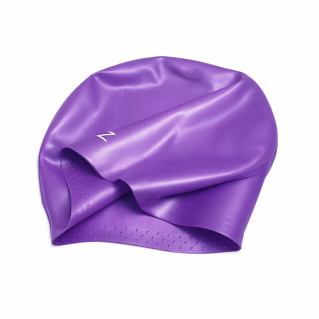 Swimz Long Hair Silicone swim cap - 100% soft Silicone (Purple)