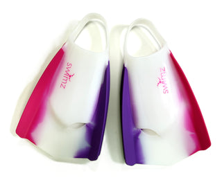 SWIMZ Turbine Pro silicone swimming training fins, Purple/White/Pink colourway