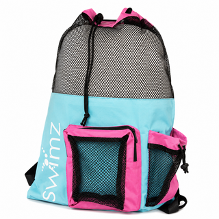 Swimz Elite Club Large Swimming Mesh Backpack - Blue/Pink