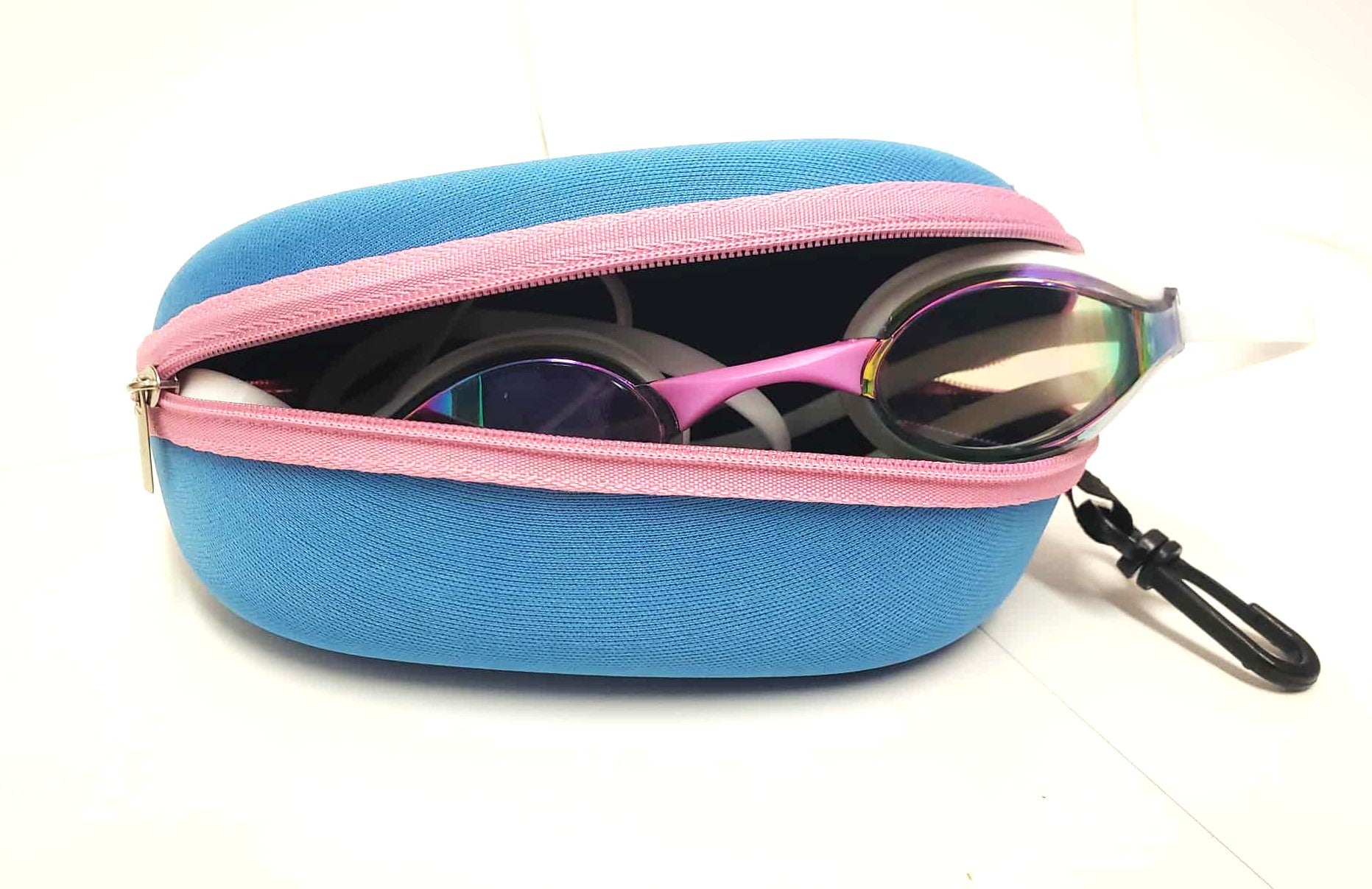 Swimz Swimming Goggle Case - Blue / Pink - Semi Rigid Swimming Goggle storage case