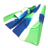 Swimz Short Blade Silicone Training Fins - Blue / White / Green