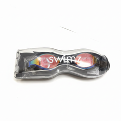 Swimz Vortex Mirrored Swimming Goggles in packaging - Black / Smoke / Red