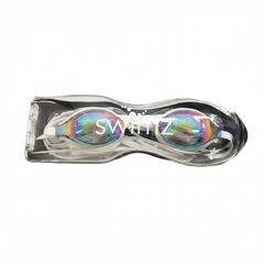Swimz Vortex Mirrored Swimming Goggles in packaging - White / Smoke / Red