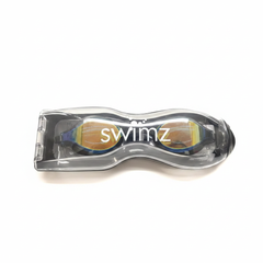 Swimz Vortex Mirrored Swimming Goggles in packaging - Black / Smoke / Gold