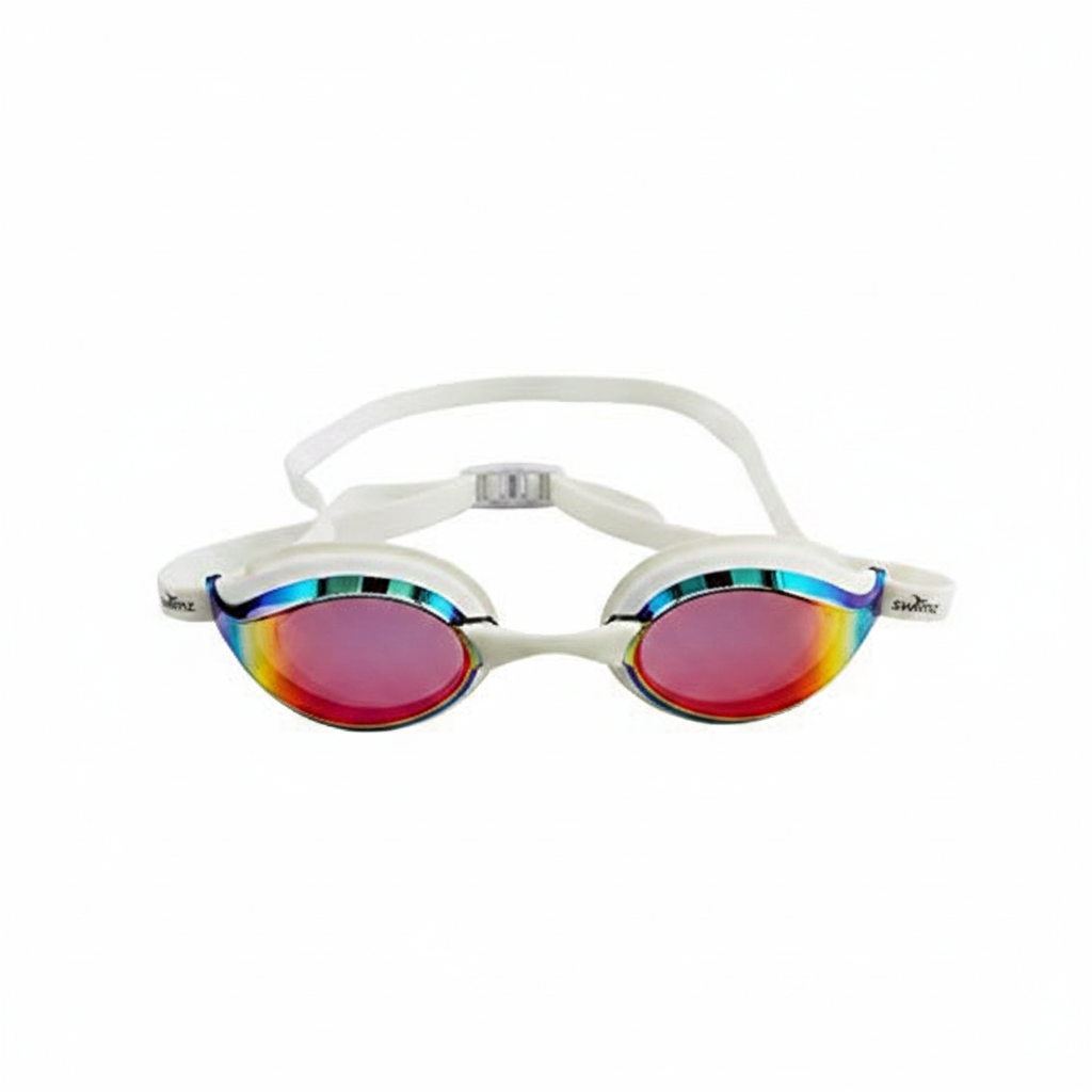 Swimz Vortex Mirrored Swimming Goggles - White / Smoke / Red - Front view