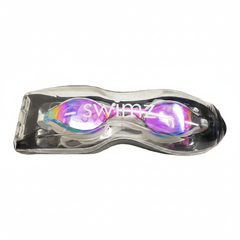 Swimz Vortex Mirrored Swimming Goggles in packaging - White / Smoke / Purple