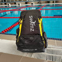 Swimz Freestyle Backpack V2.0 45L Sports / Swim Backpack - Large 45L Capacity Swim Bag - Black / Yellow