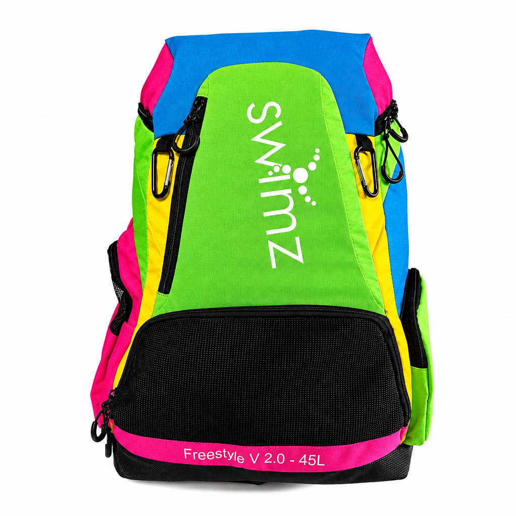 Swimz Freestyle 45L Swimming Backpack – Large Capacity Swim Bag - Multi Brights