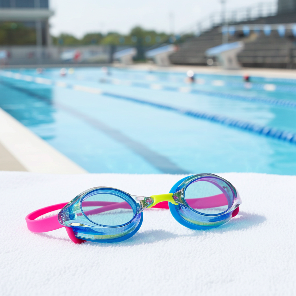 Swimz ATOM low profile Mirrored Swimming Racing / Training goggles - Blue / Pink