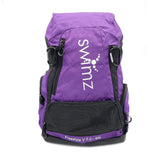 Swimz Freestyle Backpack V2.0 45L Swim Backpack - Large 45L Capacity (Purple / Black) + Embroidered Name