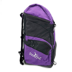 Swimz Freestyle Backpack V2.0 45L Sports / Swim Backpack - Large 45L Capacity Swim Bag (Purple / Black)