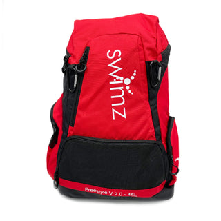 Swimz Freestyle 45L Swimming Backpack – Large Capacity Swim Bag - Red/Black
