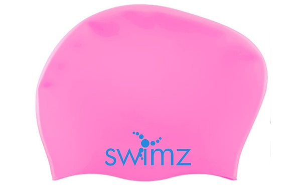 Swimz Long Hair Silicone swim cap - 100% soft Silicone Swim Cap for long Hair (Pink)