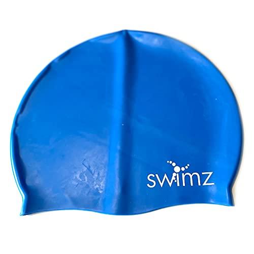 Swimz Silicone Swim Cap Solid Colour - One Size Fits Most design (Royal Blue)