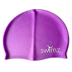 Swimz Silicone Swim Cap Solid Colour - One Size Fits Most design (Purple)