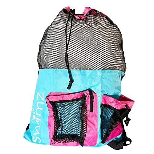 Swimz Elite Club Mesh Backpack - Blue/Pink, Large Swimming mesh Bag