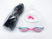 Swimz Vortex Mirrored Swimming Goggle - Low profile training & racing swimming goggles (White / Smoke / Purple)
