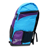 Swimz Freestyle Backpack V2.0 45L Swim Backpack - Large 45L Capacity (Blue / Purple) + Embroidered Name