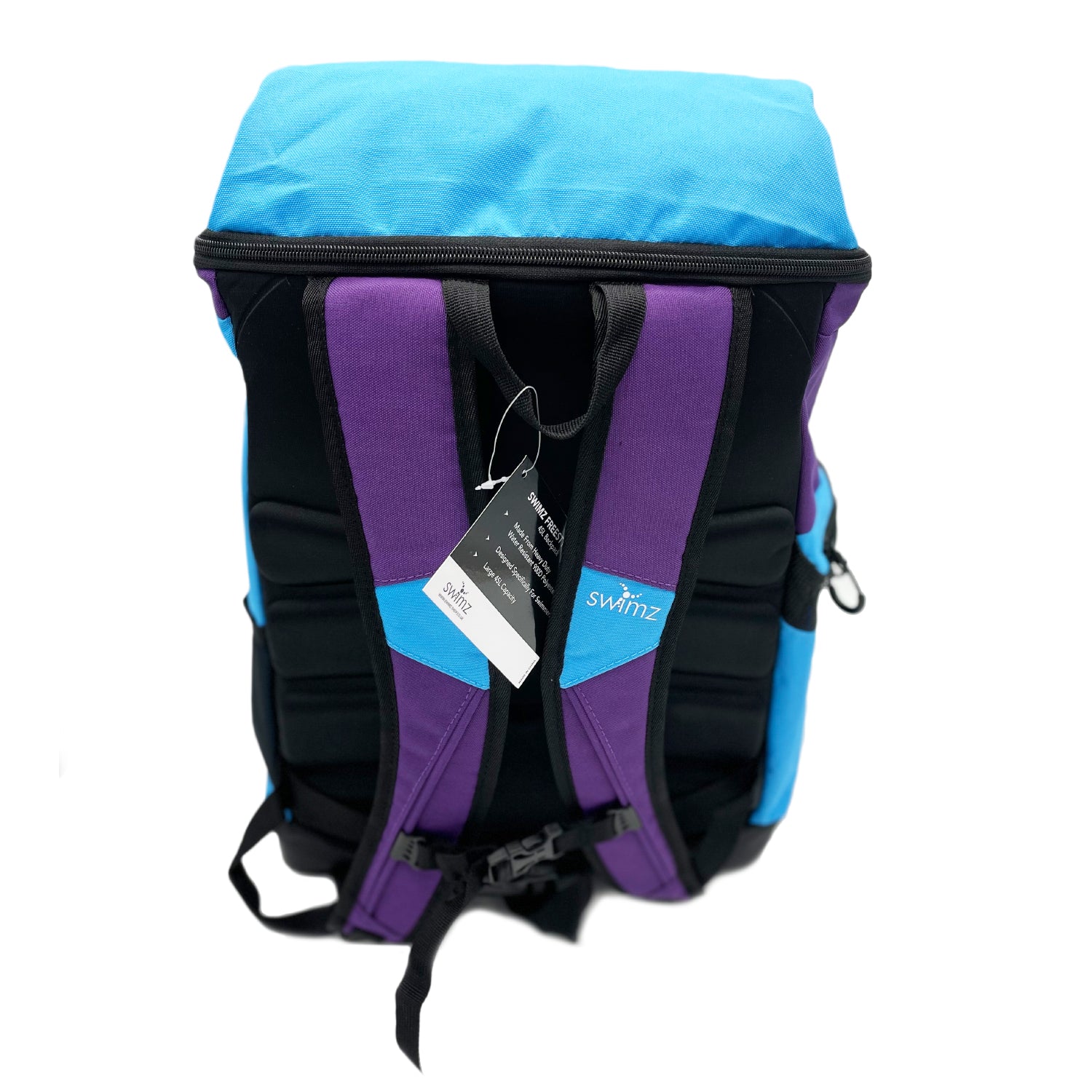 Swimz Freestyle Backpack V2.0 45L Sports / Swim Backpack - Large 45L Capacity Swim Bag (Blue / Purple)