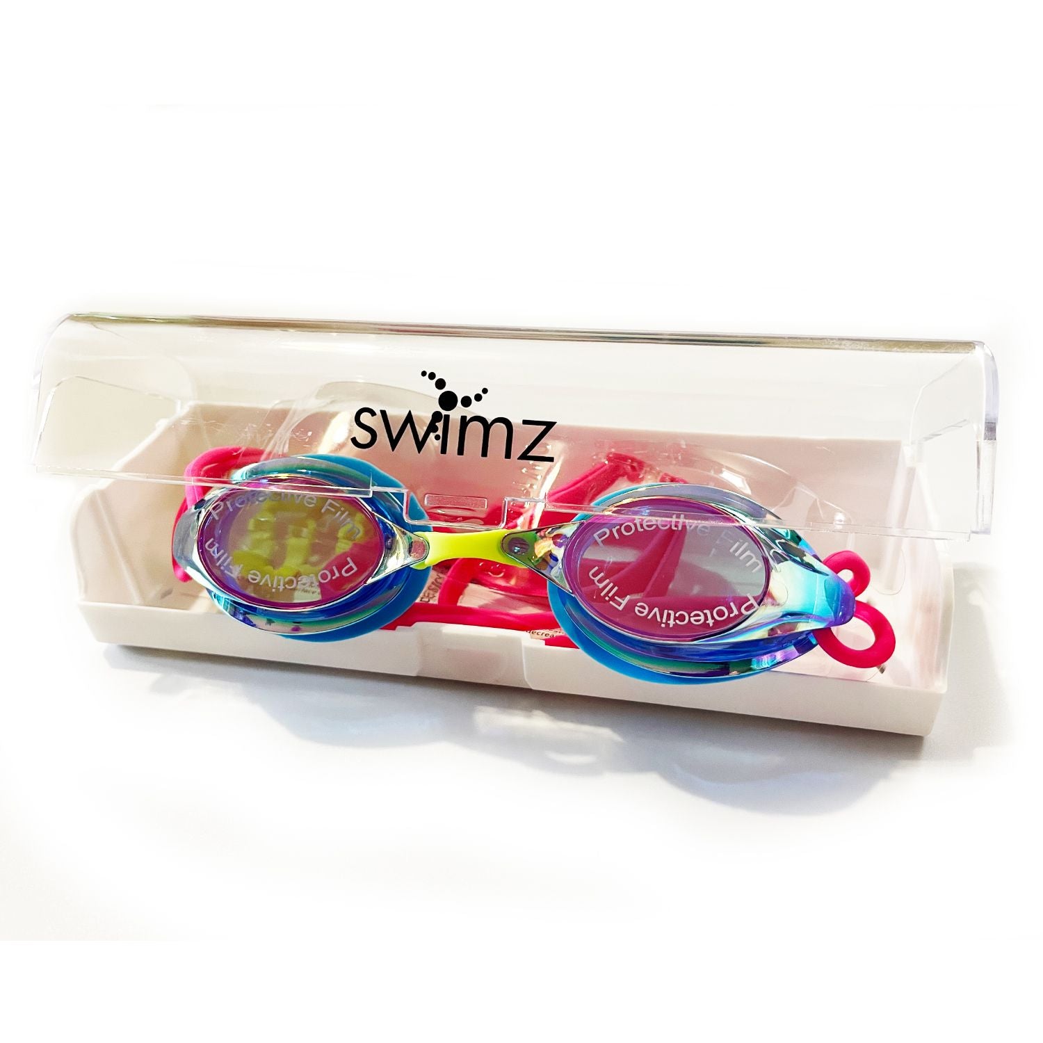 Swimz ATOM low profile Mirrored Racing / Training goggles - Blue / Pink