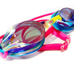Swimz ATOM low profile Mirrored Racing / Training goggles - Blue / Pink