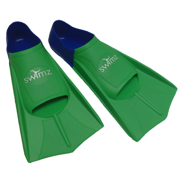 Swimz Short Blade Silicone Training Fins - Blue / Green
