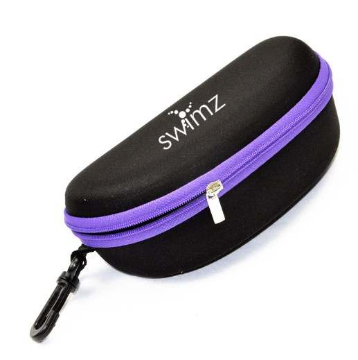 Swimz Swimming Goggle Case - Black/Purple - Semi Rigid Swimming Goggle storage case