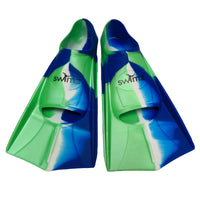 Swimz Short Blade Silicone Training Fins - Blue / White / Green