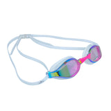 Swimz Vortex Mirrored Swimming Goggle - Low profile training & racing swimming goggles (White / Smoke / Purple)
