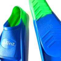 Swimz Short Blade Silicone Swim Training Fins - NEW Blue Blade/Green Heel